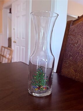 Cuthbertson Christmas Tree (Narrow Green Gold Band) 1L Glassware Carafe 10 5/8”